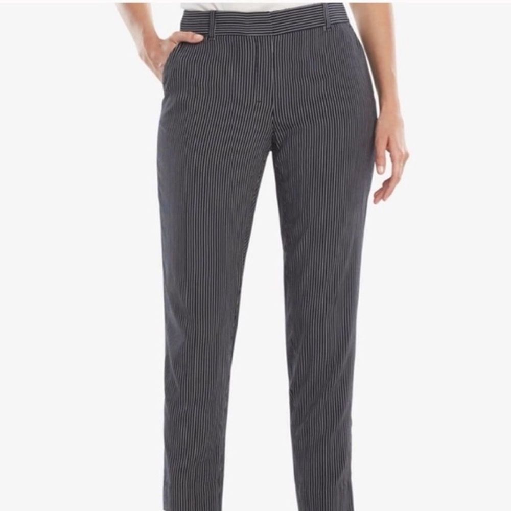 Mm Lafleur Mejia Striped Navy White Tapered Ankle Dress Trousers Size 4 Office
